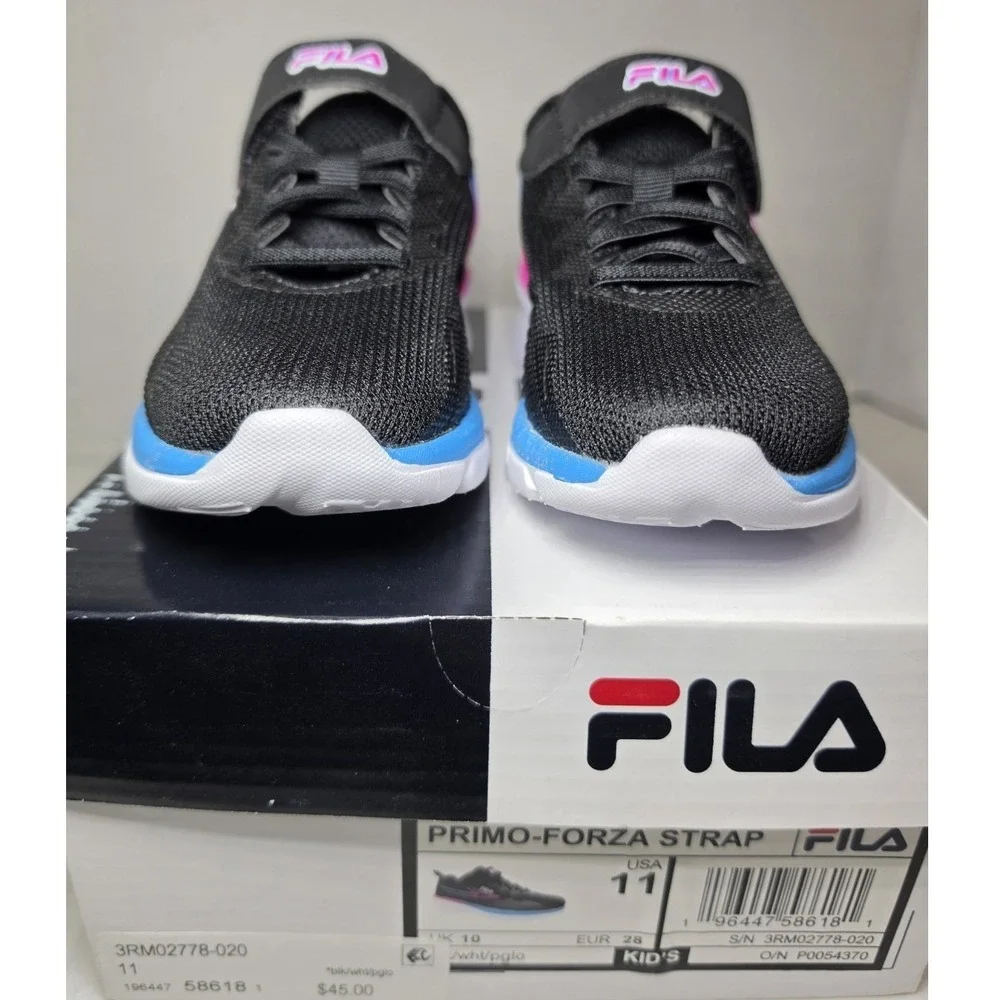 FILA Primo-Forza Strap, Kids, Black, Size 11, New